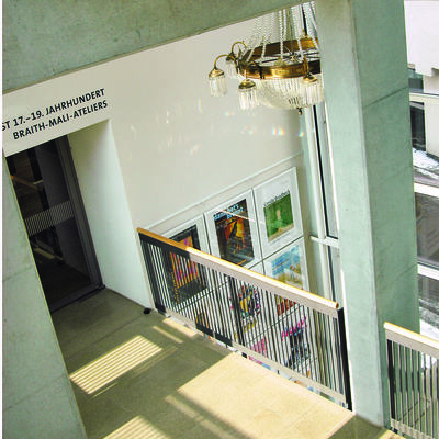 Top view of a hallway in the Biberach Museum.